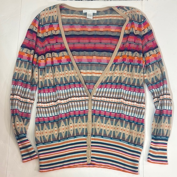 Missoni Sweaters - Women’s largeMulticolor Striped Cardigan Sweater lightweight knit Design History